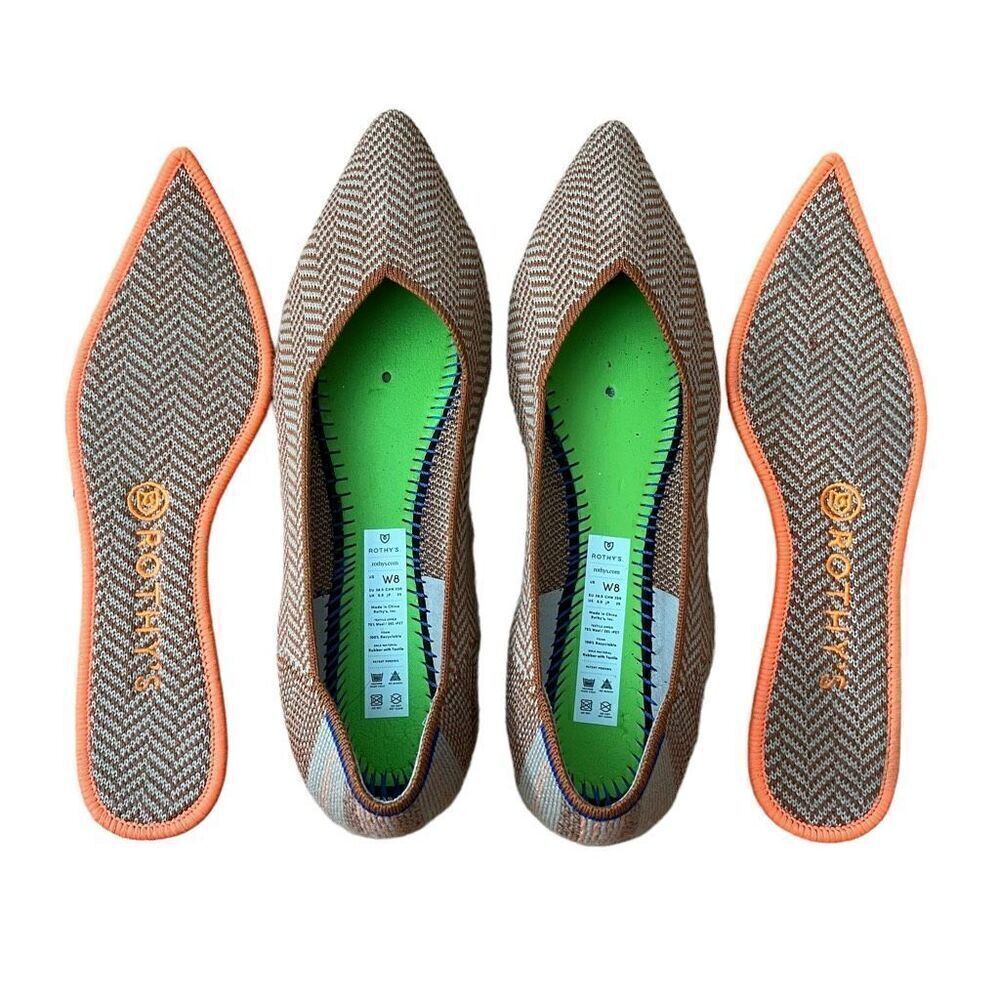 Rothy’s The Point Ballet Flats Camel Heringbone Rare Size 8 - Picture 7 of 10